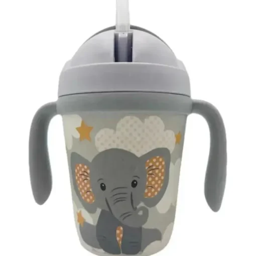 Primo Passi - Conjunto infantil de bambu com ventosa e copo, pequeno elefante