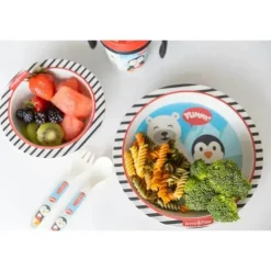 Primo Passi - Conjunto infantil de bambu com ventosa e copo, amigos de inverno