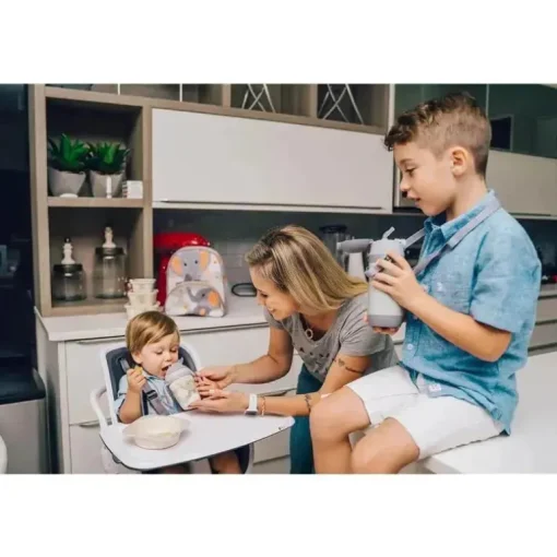 Primo Passi - Conjunto infantil de bambu com ventosa e copo, pequeno elefante