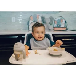 Primo Passi - Conjunto infantil de bambu com ventosa e copo, pequeno elefante