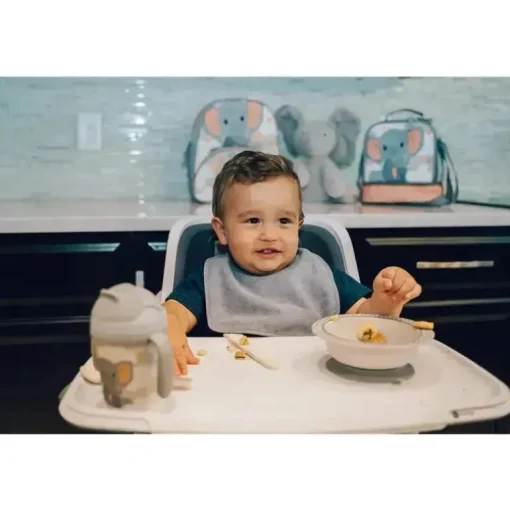 Primo Passi - Conjunto infantil de bambu com ventosa e copo, pequeno elefante