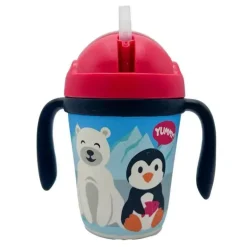 Primo Passi - Copo infantil fibra de bambu com alça/palha, amigos de inverno (pinguim/polar)