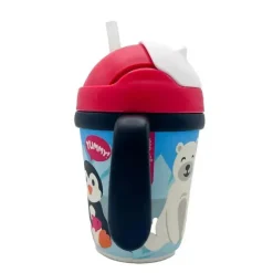 Primo Passi - Copo infantil fibra de bambu com alça/palha, amigos de inverno (pinguim/polar)