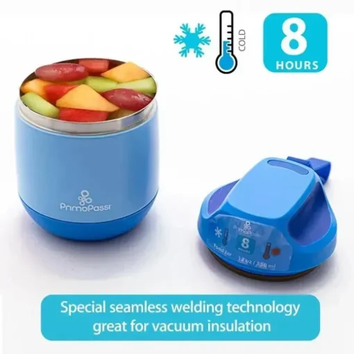Primo Passi - Frasco de comida isolado para bebê, 12 onças/350ml, azul