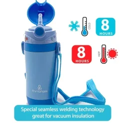 Primo Passi - Frasco de Palha Isolado 12oz/350ml, Azul