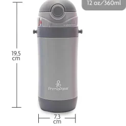 Primo Passi - Garrafa Isolada em Palha 12oz/350ml, Cinza