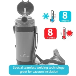 Primo Passi - Garrafa Isolada em Palha 12oz/350ml, Cinza