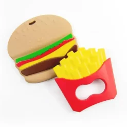 Primo Passi - Mordedor de silicone para bebês, batatas fritas e hambúrguer