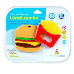 Primo Passi - Mordedor de silicone para bebês, batatas fritas e hambúrguer