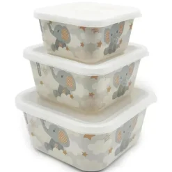 Primo Passi - Recipientes para comida infantil de fibra de elefante pequeno de bambu 3Pk