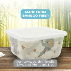 Primo Passi - Recipientes para comida infantil de fibra de elefante pequeno de bambu 3Pk