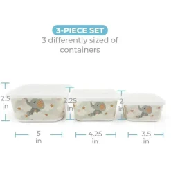 Primo Passi - Recipientes para comida infantil de fibra de elefante pequeno de bambu 3Pk