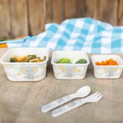 Primo Passi - Recipientes para comida infantil de fibra de elefante pequeno de bambu 3Pk
