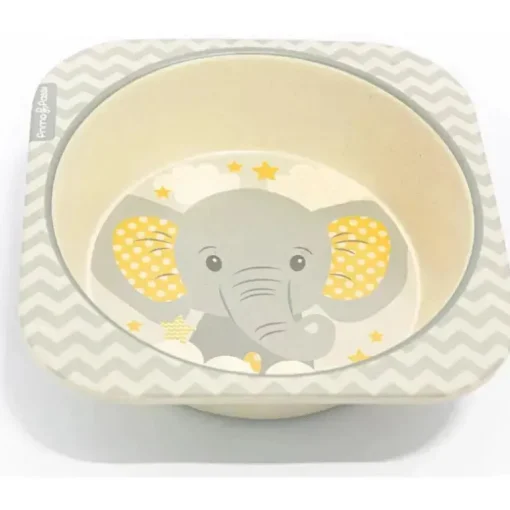 Primo Passi - Tigela Quadrada Infantil em Fibra de Bambu, Pequeno Elefante