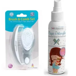 Primo Passi Conjunto de escovas e pentes supermacios para bebês (rosa) + Condicionador Magic Detangler
