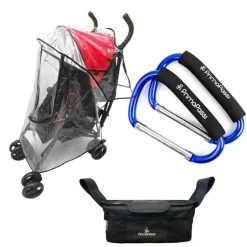 Primo Passi Stroller Handle Organizer | Baby Stroller Organizer + Stroller Hook + Stroller Rain Cover