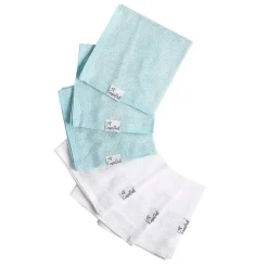 Pérola de cobre - 6 unidades de toalhas de banho para bebês, branco/azul