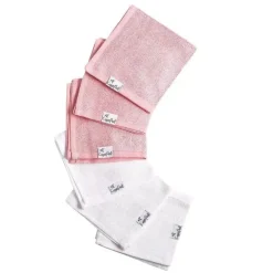 Pérola de cobre - 6 unidades de toalhas de banho para bebês, branco/rosa