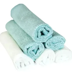 Pérola de cobre - 6 unidades de toalhas de banho para bebês, branco/azul