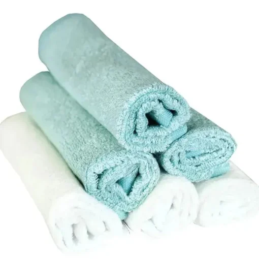 Pérola de cobre - 6 unidades de toalhas de banho para bebês, branco/azul