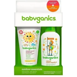 Protetor solar com FPS 50+ à base de minerais Babyganics Outdoor Essentials, pacote com 2