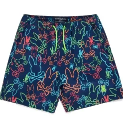 Psycho Bunny - Calção de banho infantil Barrett All Over Print Navy