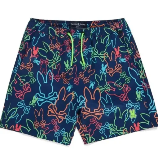 Psycho Bunny - Calção de banho infantil Barrett All Over Print Navy