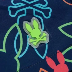 Psycho Bunny - Calção de banho infantil Barrett All Over Print Navy