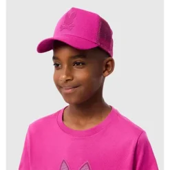 Psycho Bunny Kids - Boné Riviera Trucker Vermelho Fúcsia