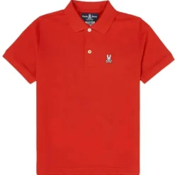 Psycho Bunny Kids - Polo Clássico, Vermelho Brilhante