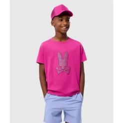 Psycho Bunny Kids - Riviera Graphic Tee, Vermelho Fúcsia