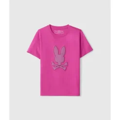 Psycho Bunny Kids - Riviera Graphic Tee, Vermelho Fúcsia
