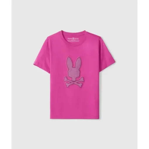 Psycho Bunny Kids - Riviera Graphic Tee, Vermelho Fúcsia