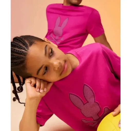 Psycho Bunny Kids - Riviera Graphic Tee, Vermelho Fúcsia