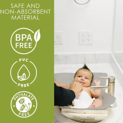 Puj - Banheira, banheira de bebê macia e dobrável, assento de banho para bebê na pia, cinza