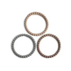 Pulseiras Mushie Silicone Pérola Mordedor Esclareia/Sálvia/Toscana/ Areia do Deserto