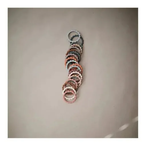 Pulseiras Mushie Silicone Pérola Mordedor Linho/Peônia/Rosa Pálido