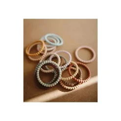 Pulseiras Mushie Silicone Pérola Mordedor Linho/Peônia/Rosa Pálido