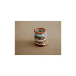 Pulseiras Mushie Silicone Pérola Mordedor Linho/Peônia/Rosa Pálido