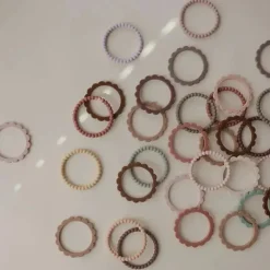 Pulseiras Mushie Silicone Pérola Mordedor Linho/Peônia/Rosa Pálido