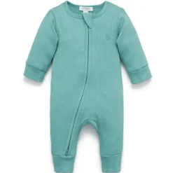 Pure Baby - Baby Boy Macacão com zíper canelado, verde musgo