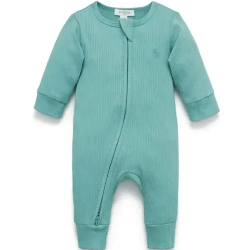 Pure Baby - Baby Boy Macacão com zíper canelado, verde musgo