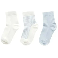 Pure Baby - Conjunto de meias orgânicas 3Pk para bebê menino, pacote azul claro