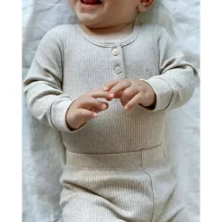 Pure Baby - Leggings caneladas neutras para bebês, Biscuit Melange