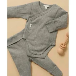 Pure Baby - Leggings de bico fino neutras para bebês, melange fumê