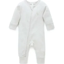 Pure Baby - Macacão de bebê com zíper canelado neutro, melange de trigo