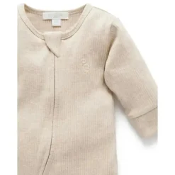 Pure Baby - Macacão de bebê com zíper canelado neutro, Biscuit Melange