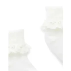 Pure Baby - Meia de renda branca para bebé menina