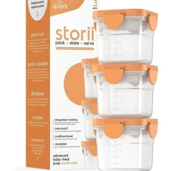 Quark - 3Pk Storrii Recipientes de comida para bebês com tampas, 5 onças