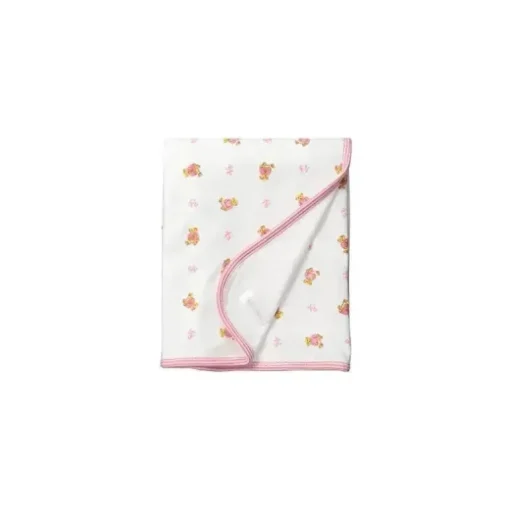 Ralph Lauren 100% algodão reversível polo bear cobertor para bebê, rosa